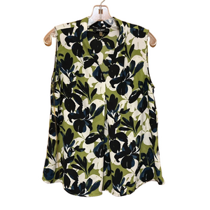 Nine West Black and Green Summer Sleeveless Blouse M